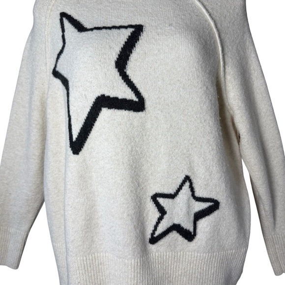 Aerie Oversized Star Sweater White Black Graphic Knit Tumblr Core Pullover XXS - Picture 3 of 6